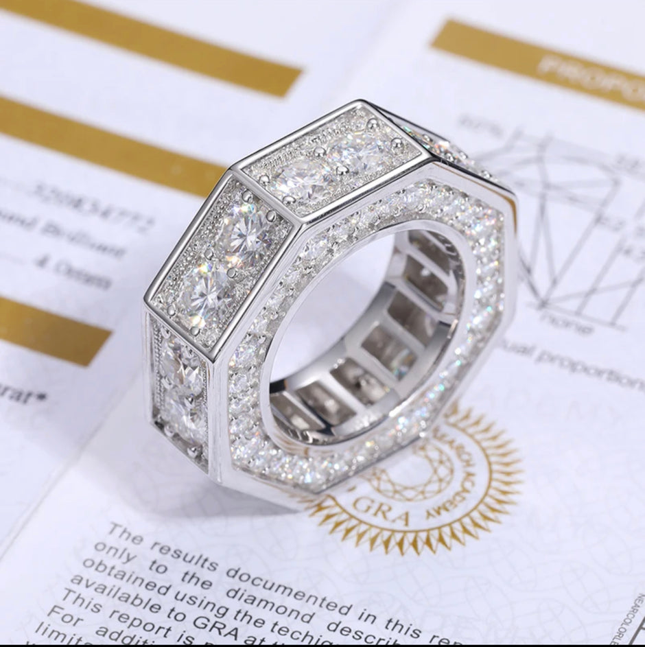Iced Out "Screw" Moissanite Ring