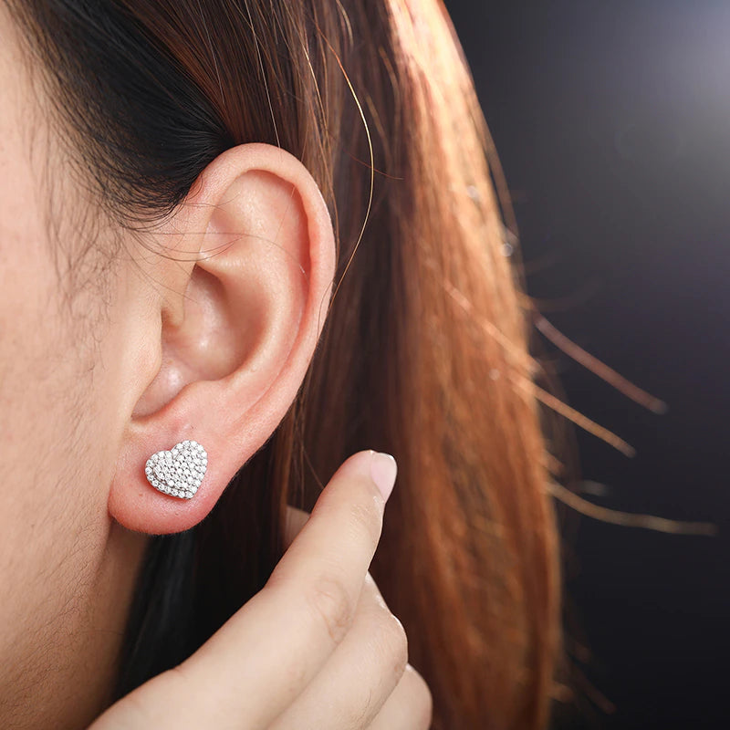 Iced Out "Heart" Moissanite Studs - Women