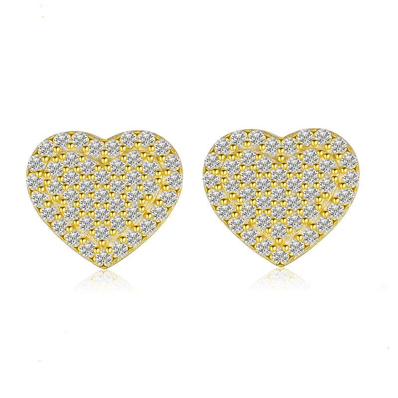 Iced Out "Heart" Moissanite Studs - Women