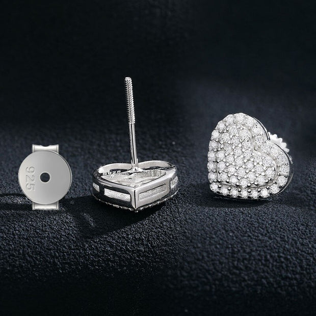Iced Out "Heart" Moissanite Studs - Women