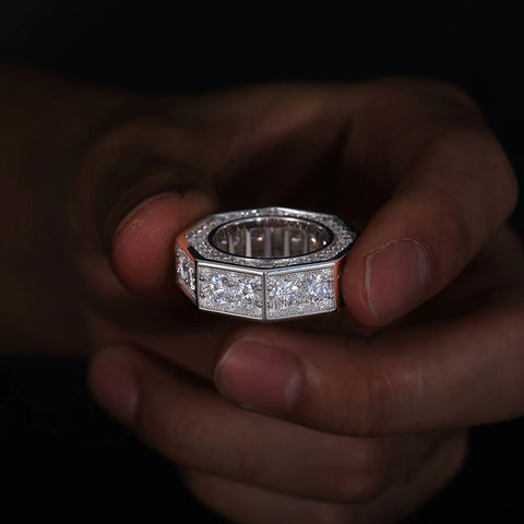 Iced Out "Screw" Moissanite Ring