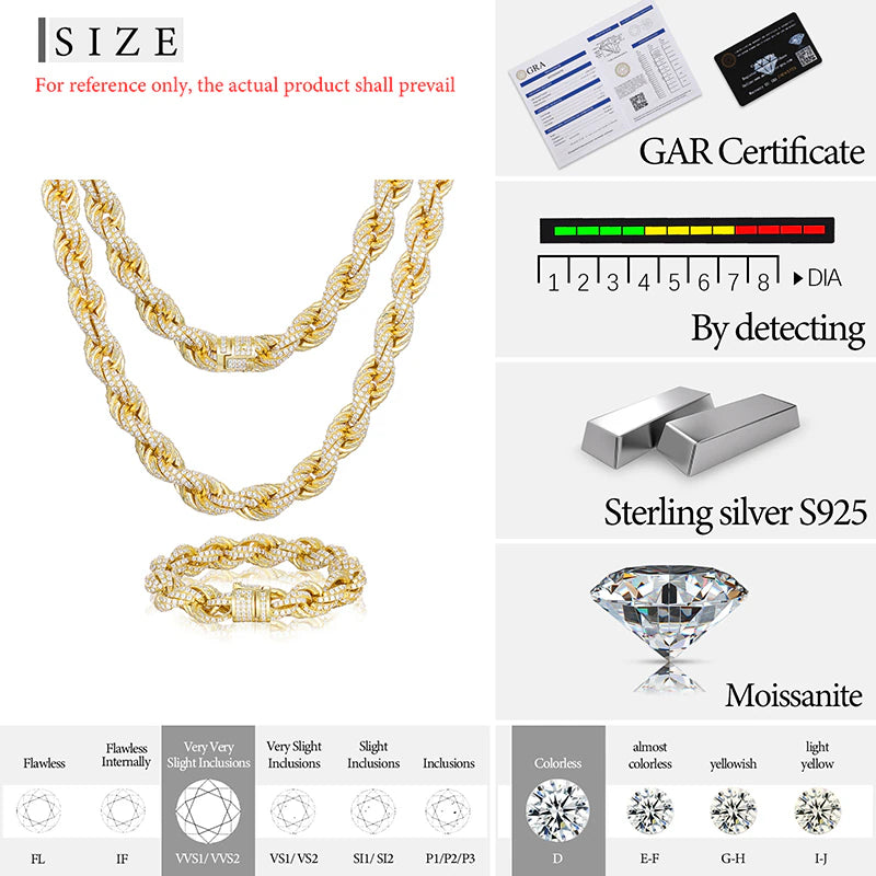Iced Out Rope Moissanite Bracelet