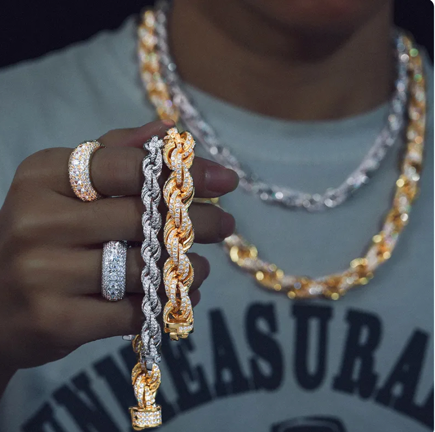 Iced Out Rope Moissanite Bracelet