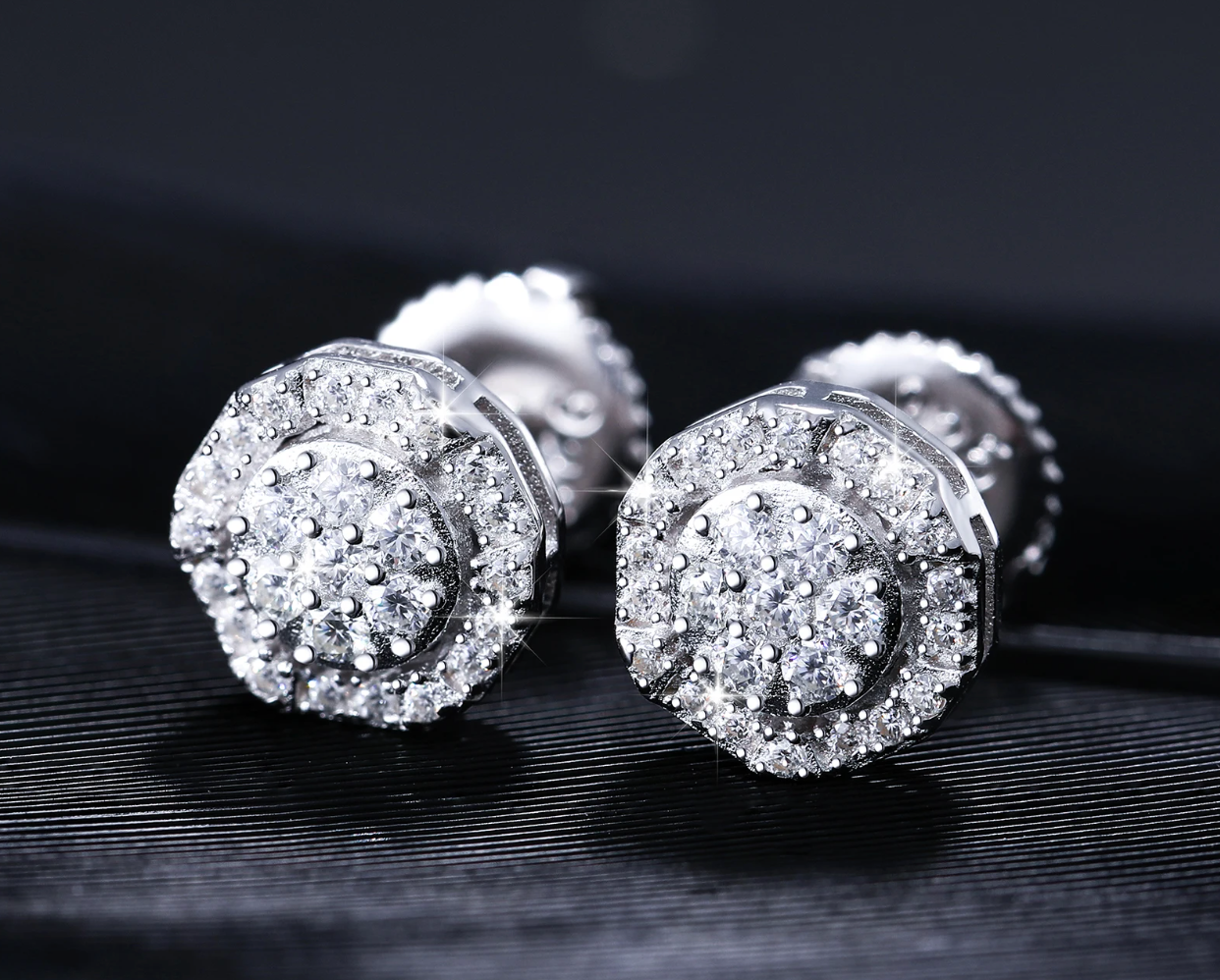 Halo Flower Moissanite Studs