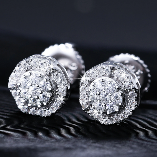 Halo Flower Moissanite Studs