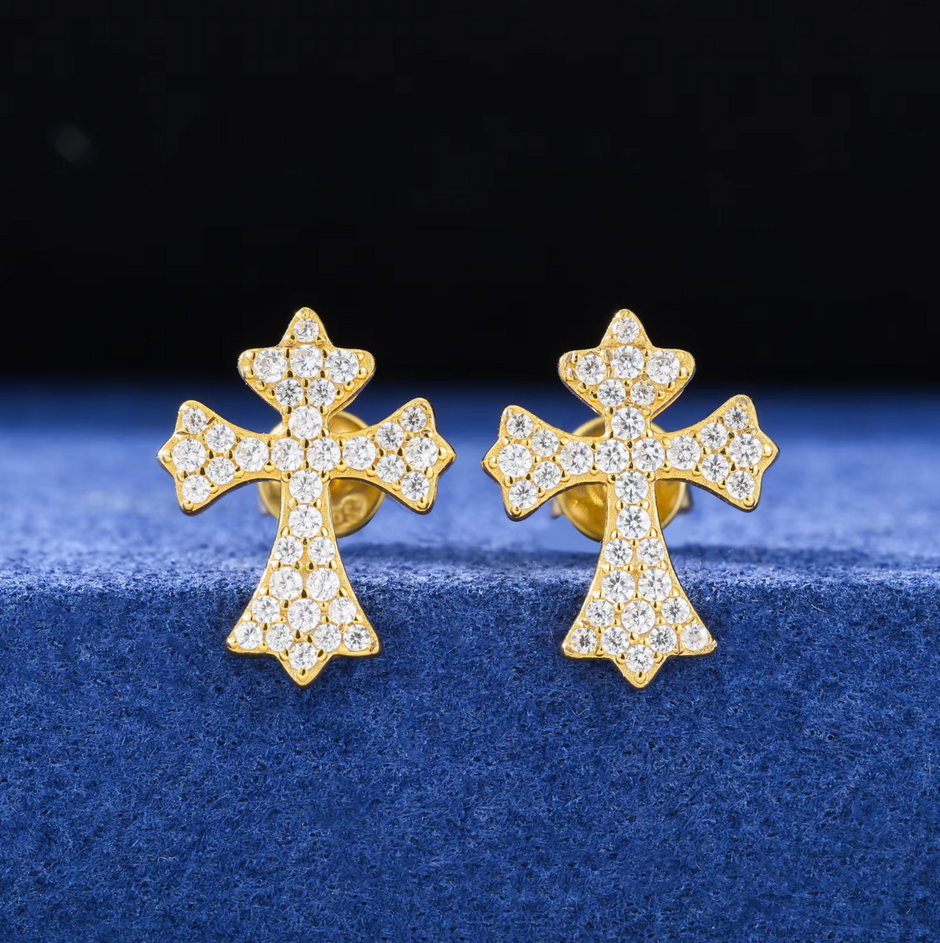 Cross Stud Moissanite Earrings