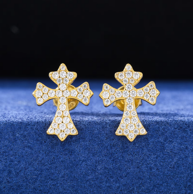 Cross Stud Moissanite Earrings