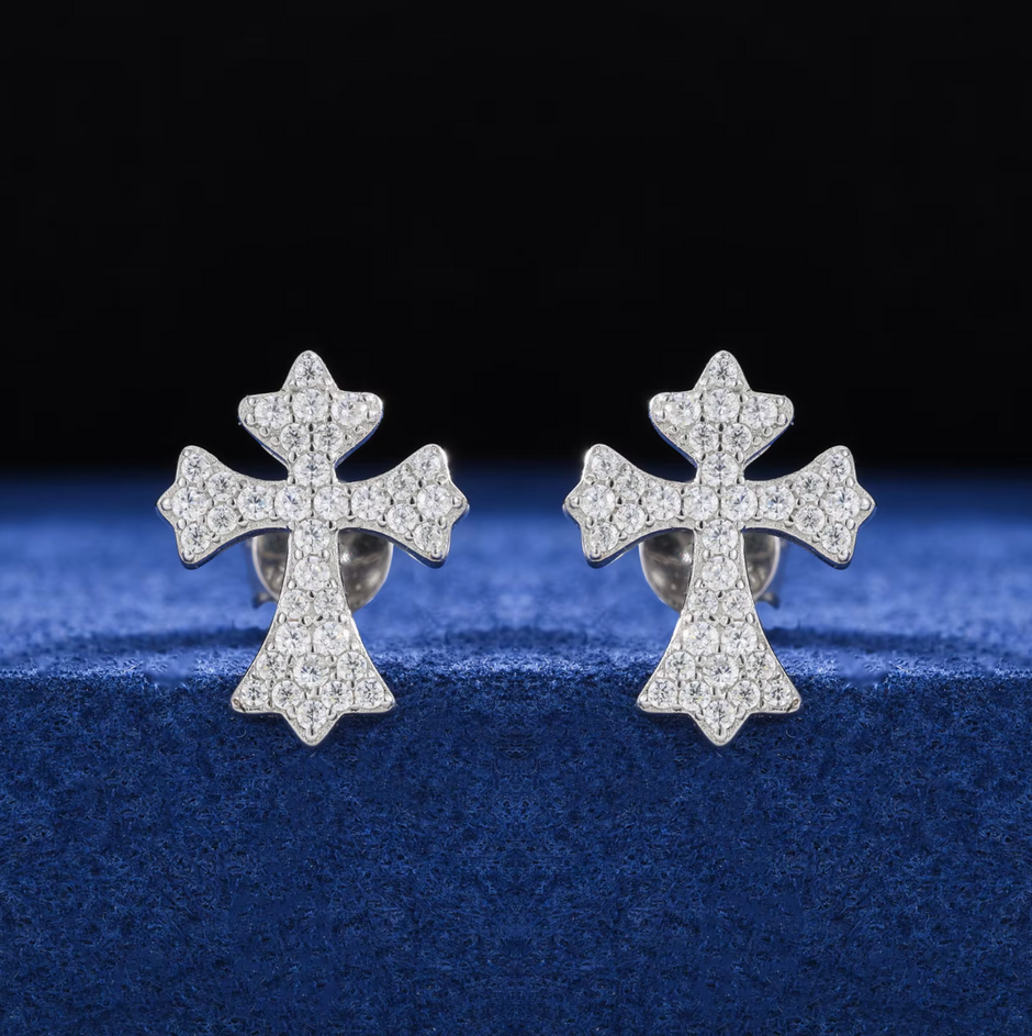 Cross Stud Moissanite Earrings