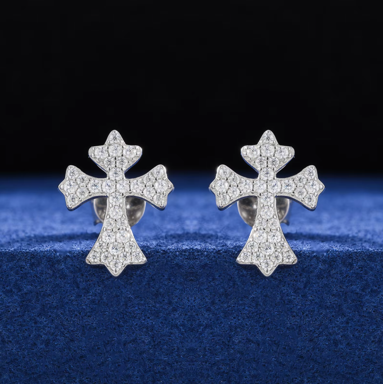 Cross Stud Moissanite Earrings