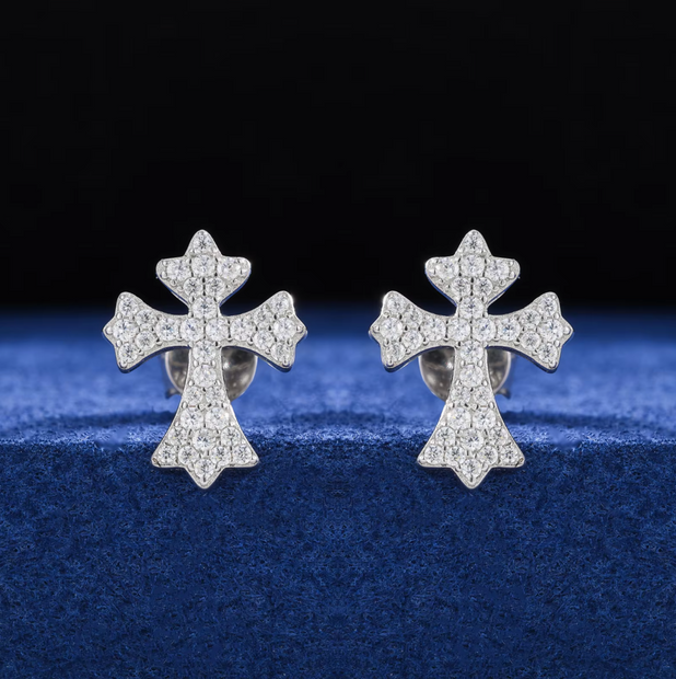 Cross Stud Moissanite Earrings