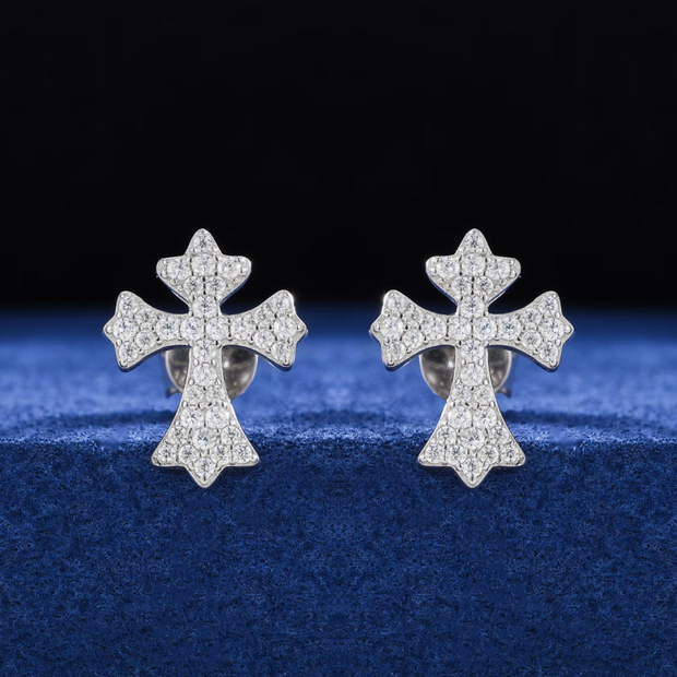 Cross Stud Moissanite Earrings