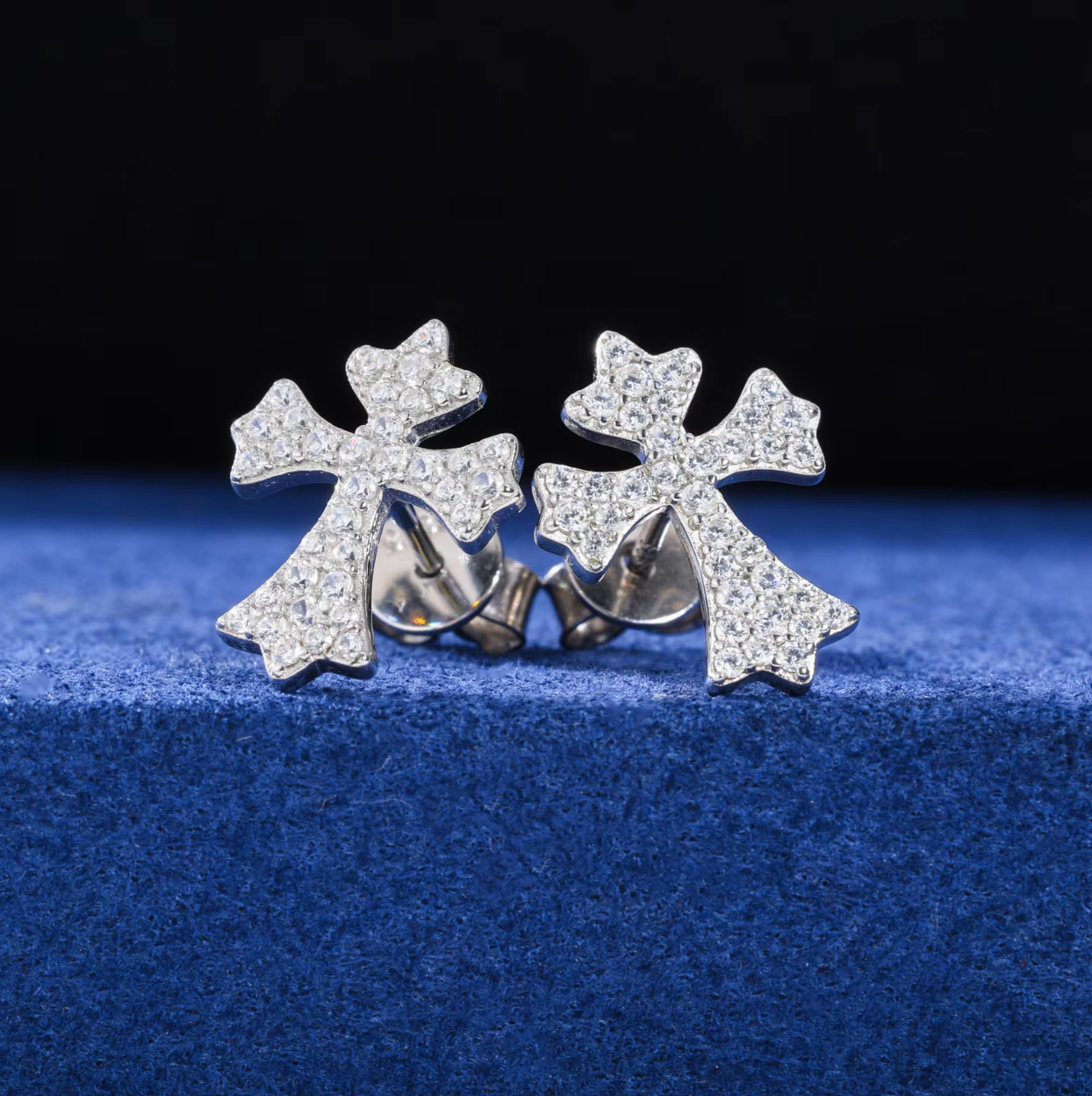 Cross Stud Moissanite Earrings