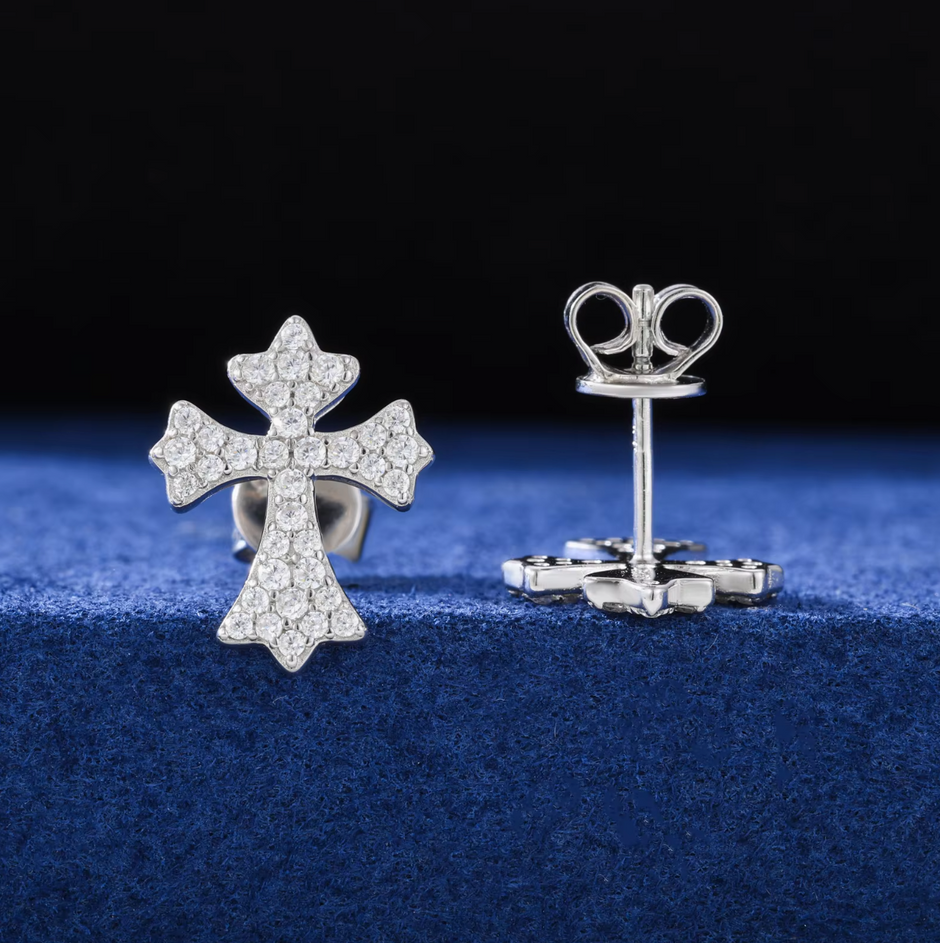 Cross Stud Moissanite Earrings