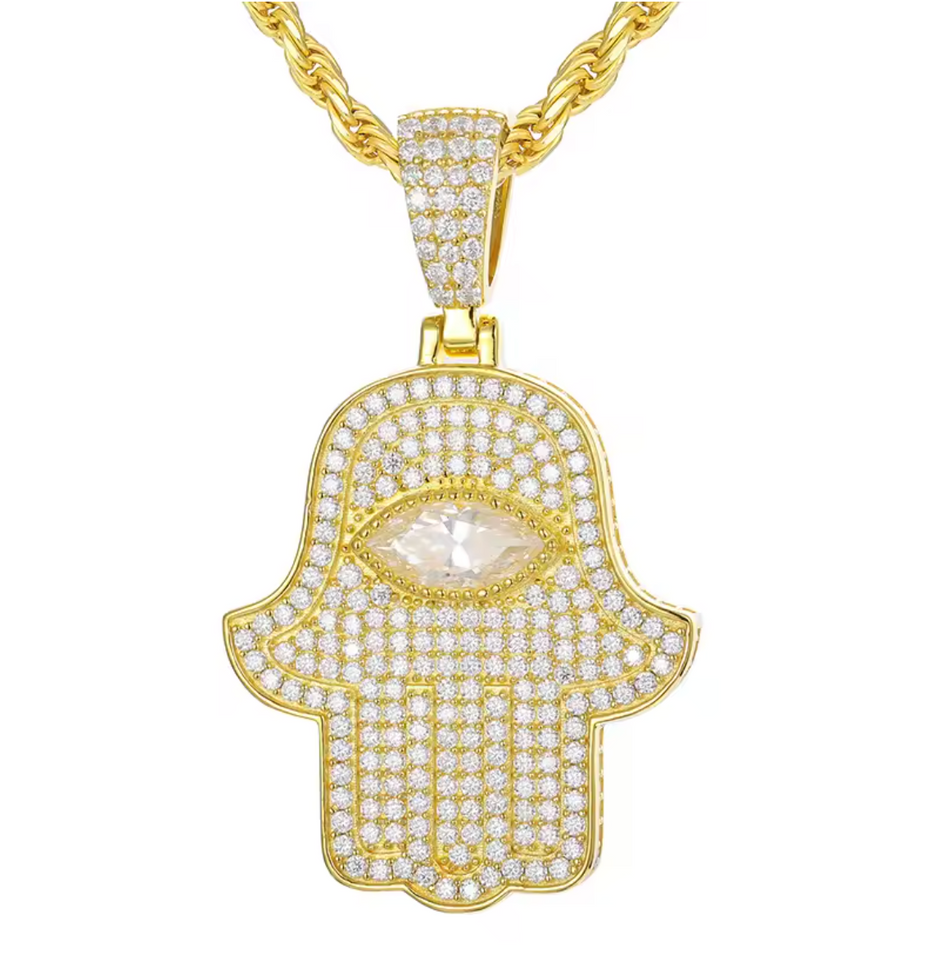"Hamza w/ Eye" Moissanite Pendant