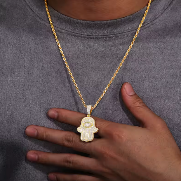 "Hamza w/ Eye" Moissanite Pendant