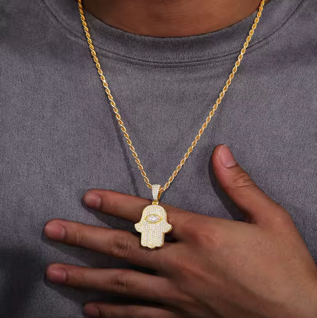 "Hamza w/ Eye" Moissanite Pendant