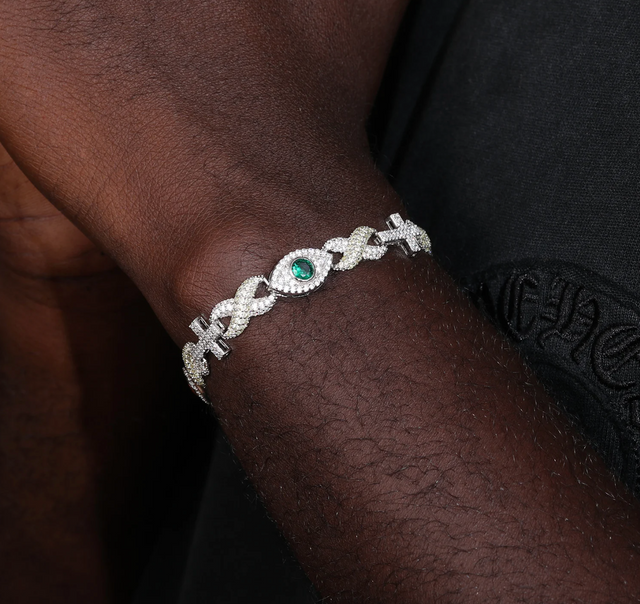 "Evil Eye x Cross" Moissanite Braccelet