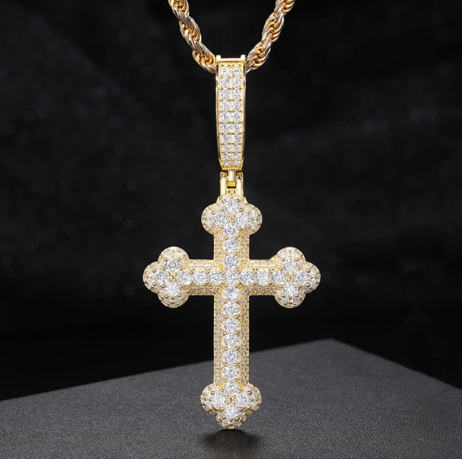 Double Layer Moissanite Cross Pendant