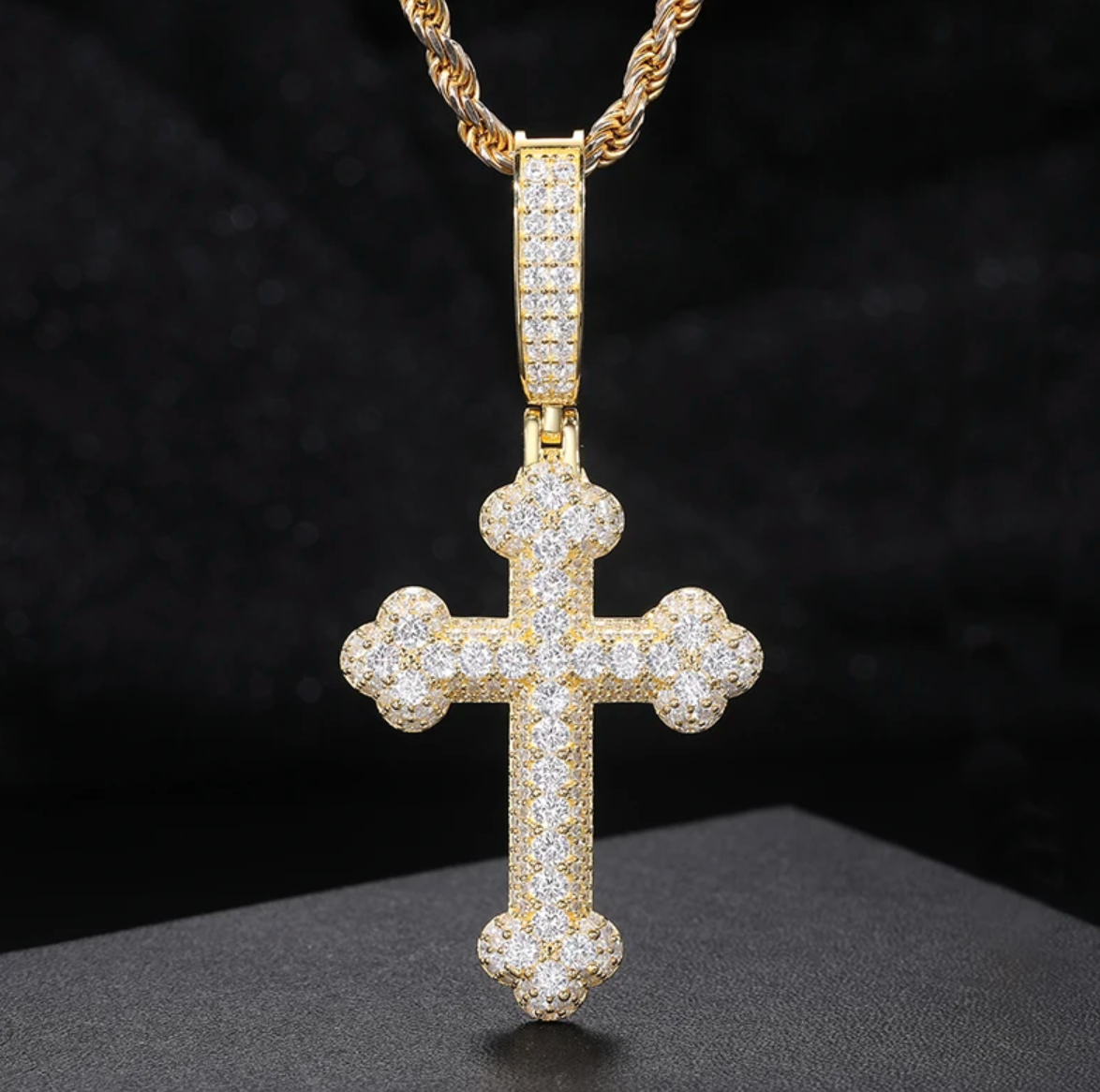 Double Layer Moissanite Cross Pendant