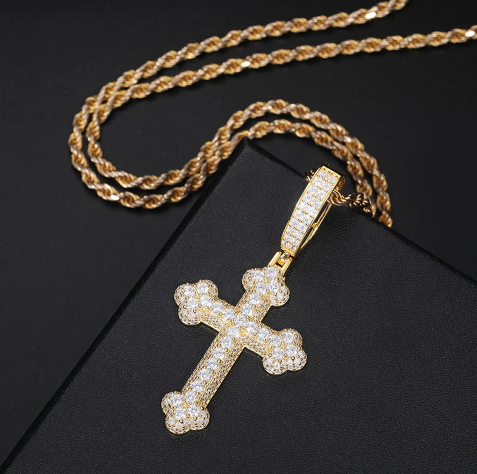 Double Layer Moissanite Cross Pendant