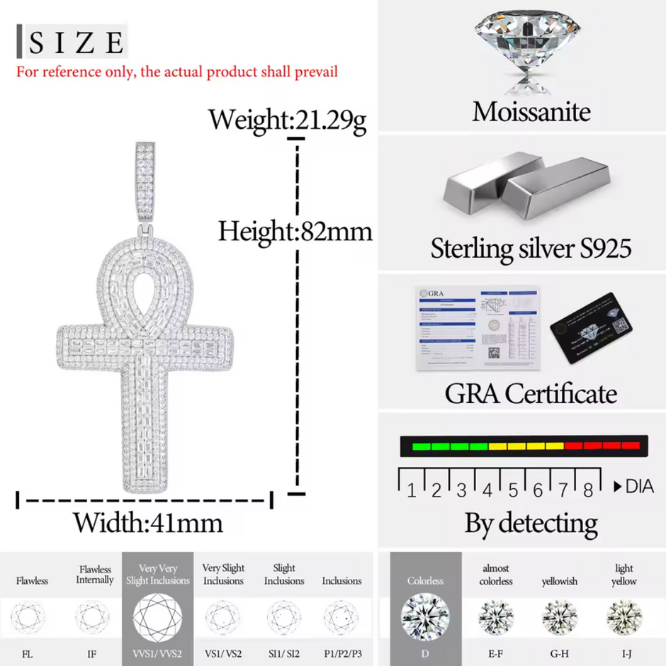 Layered Ankh Moissanite Pendant