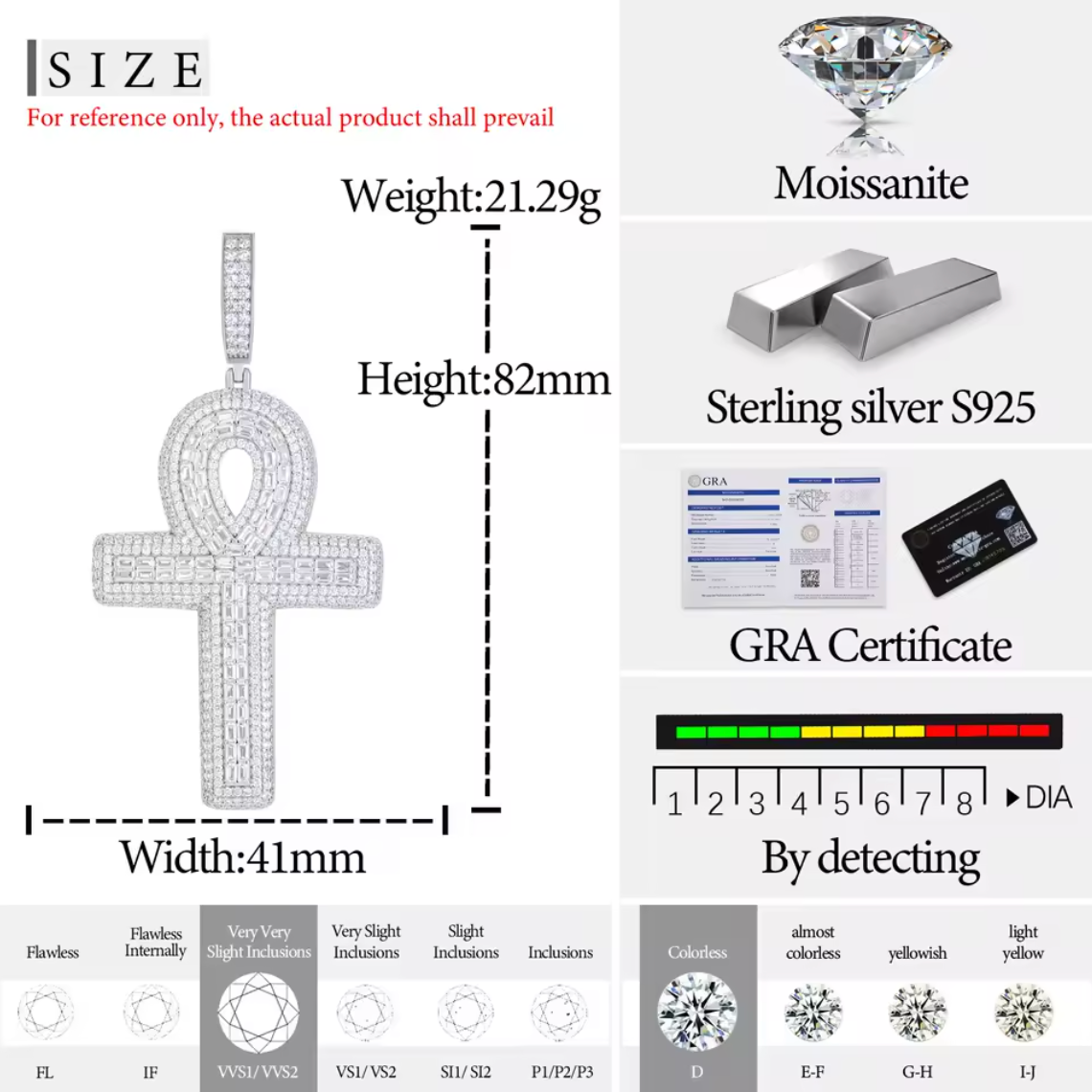 Layered Ankh Moissanite Pendant
