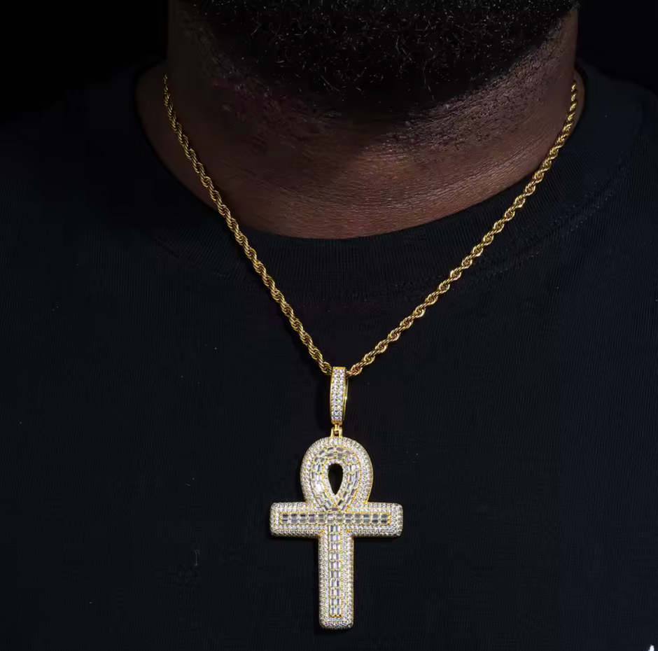 Layered Ankh Moissanite Pendant