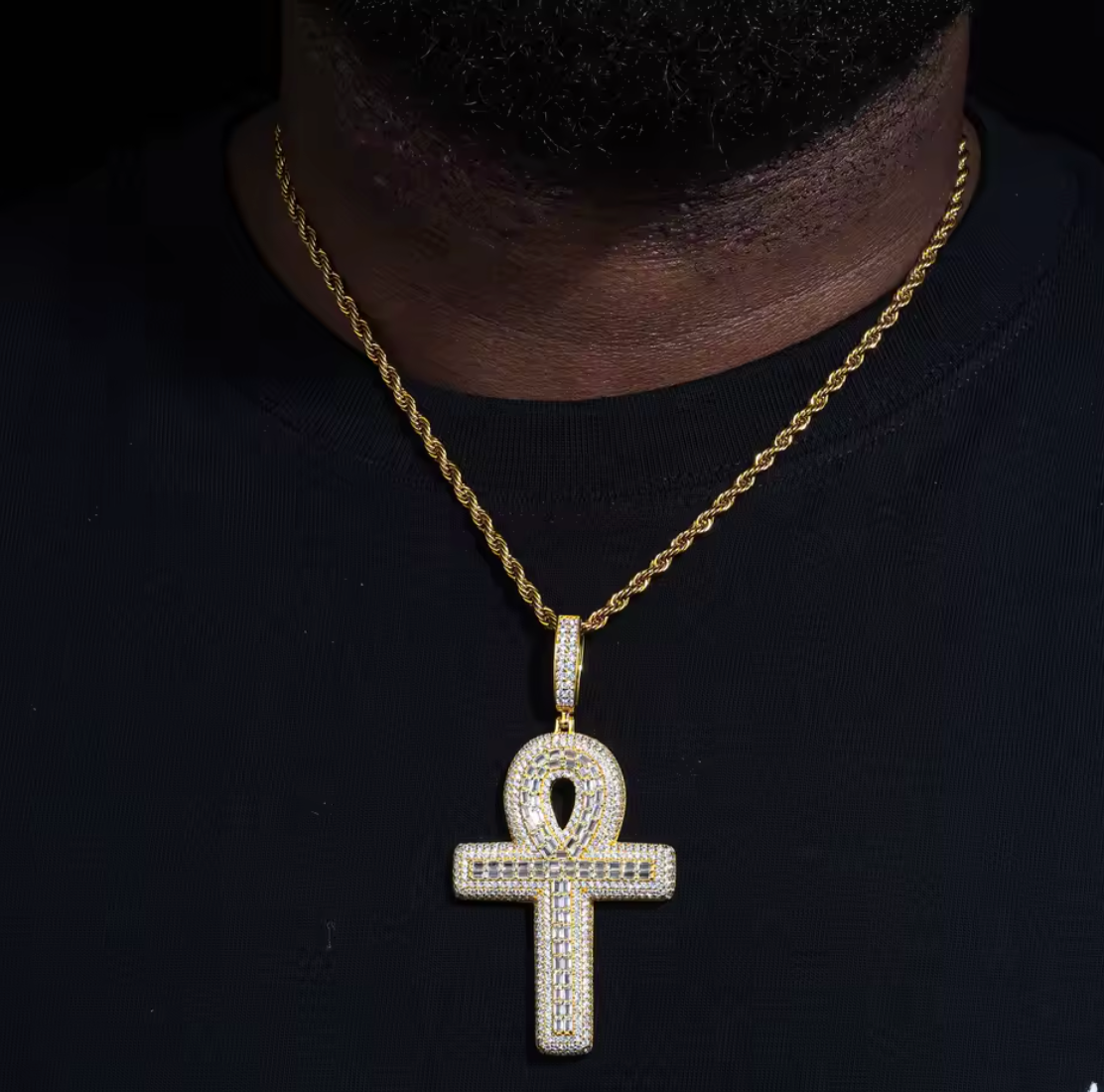 Layered Ankh Moissanite Pendant