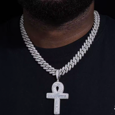Layered Ankh Moissanite Pendant