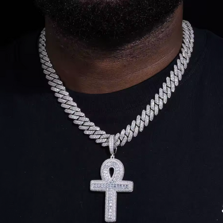 Layered Ankh Moissanite Pendant