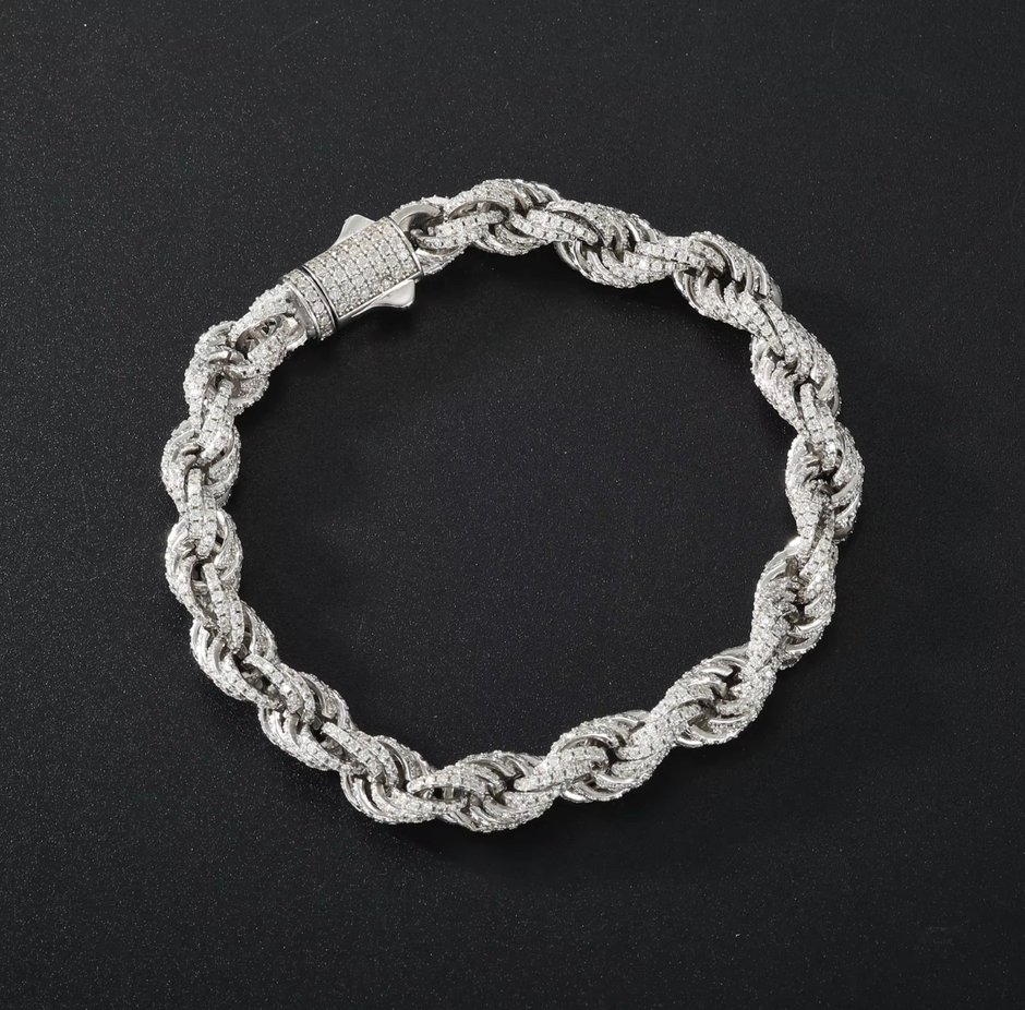 Iced Out Rope Moissanite Bracelet