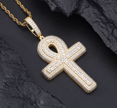 Layered Ankh Moissanite Pendant