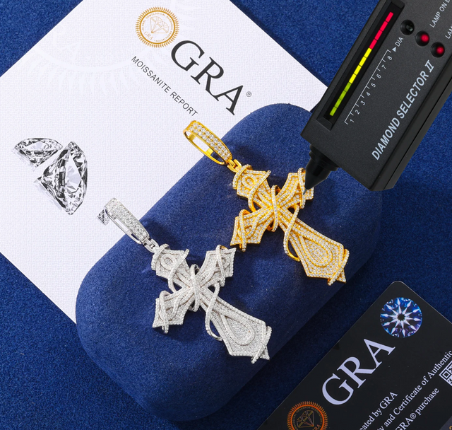 "Ribbon Cross" Moissaniate Pendant