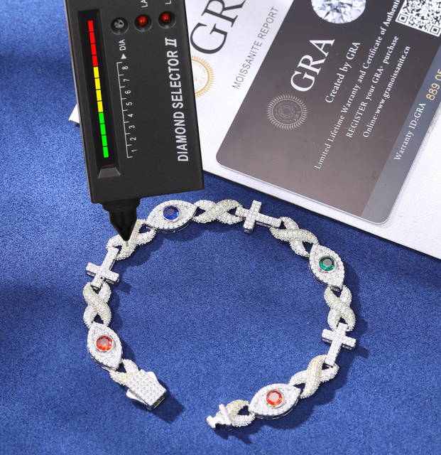 "Evil Eye x Cross" Moissanite Braccelet