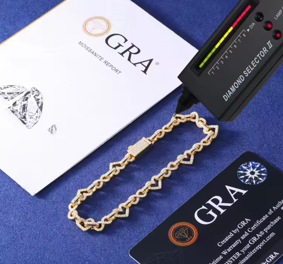 "Heart" Link Moissanite Bracelet