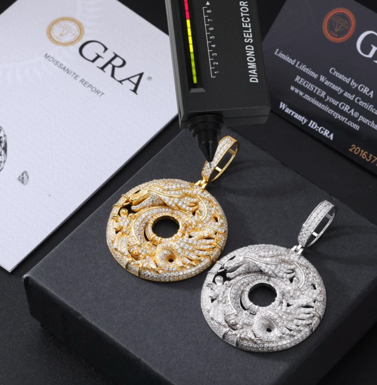 Dragon Round Moissanite Pendant