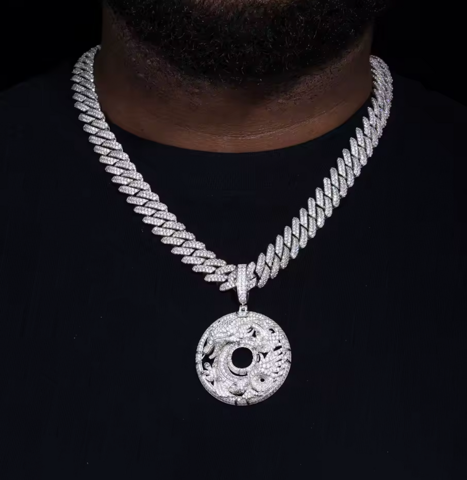 Dragon Round Moissanite Pendant