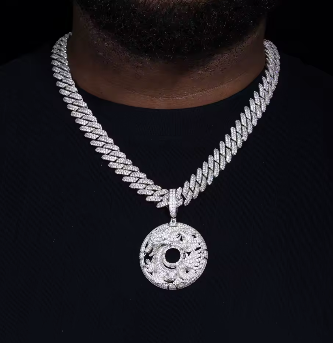 Dragon Round Moissanite Pendant