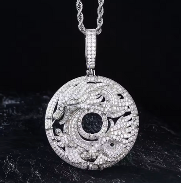 Dragon Round Moissanite Pendant