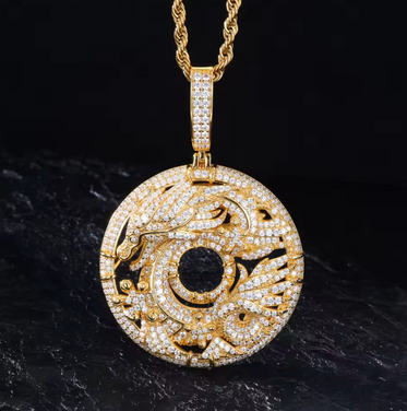 Dragon Round Moissanite Pendant