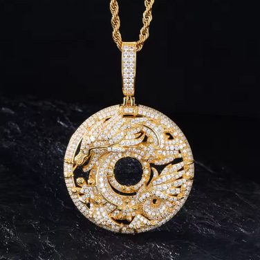 Dragon Round Moissanite Pendant