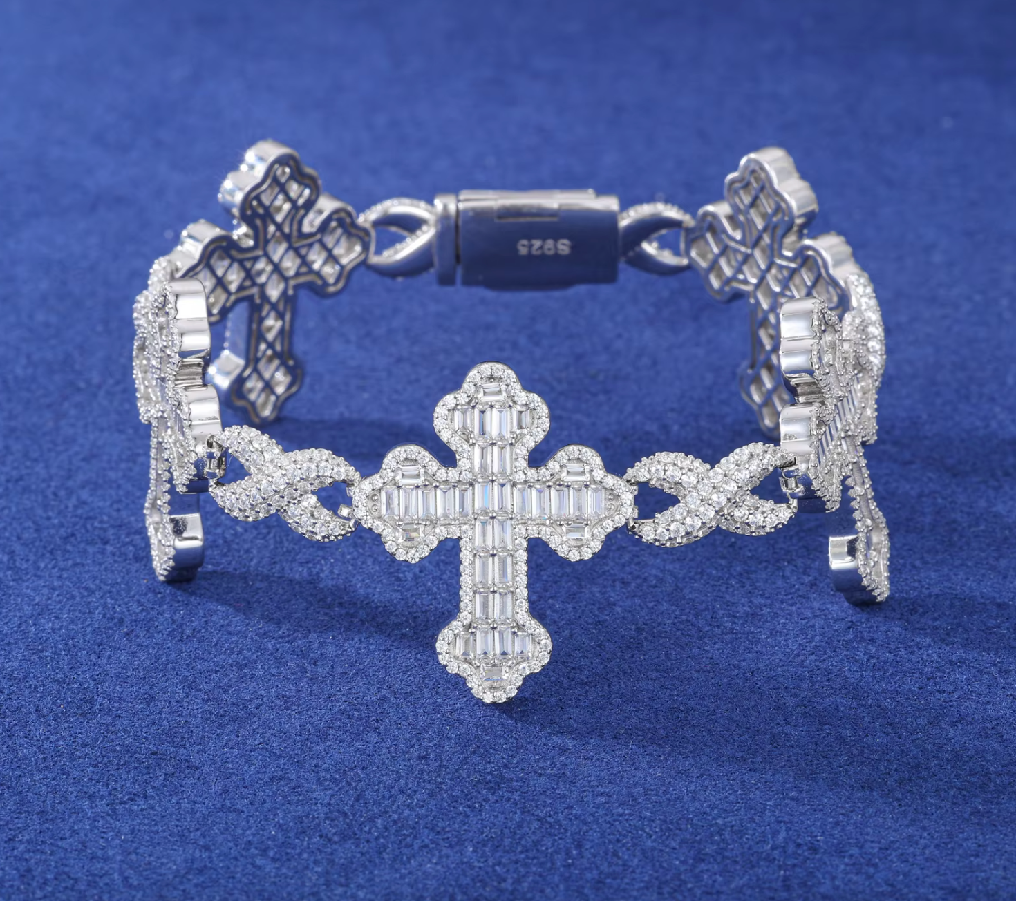 Infinity Baguette Cross Moissanite Bracelet