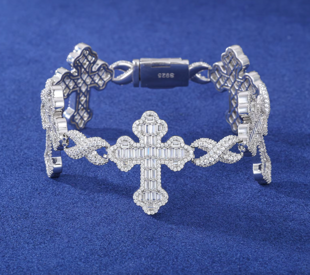 Infinity Baguette Cross Moissanite Bracelet