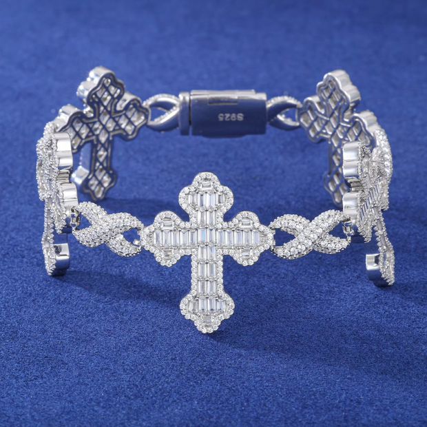 Infinity Baguette Cross Moissanite Bracelet