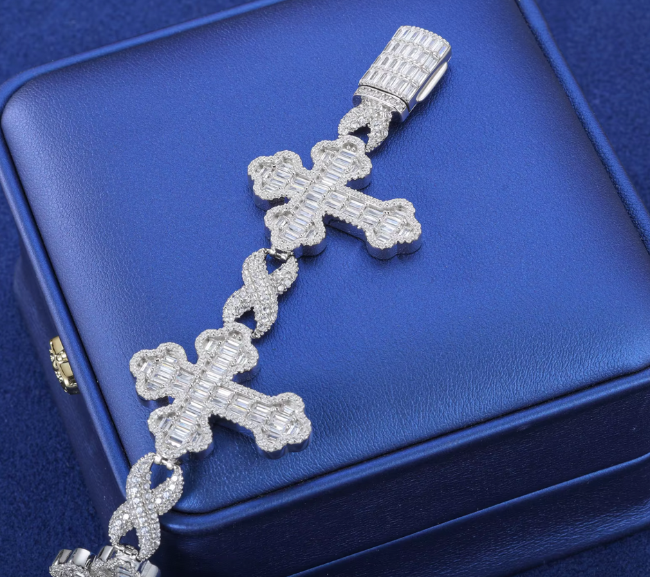 Infinity Baguette Cross Moissanite Bracelet