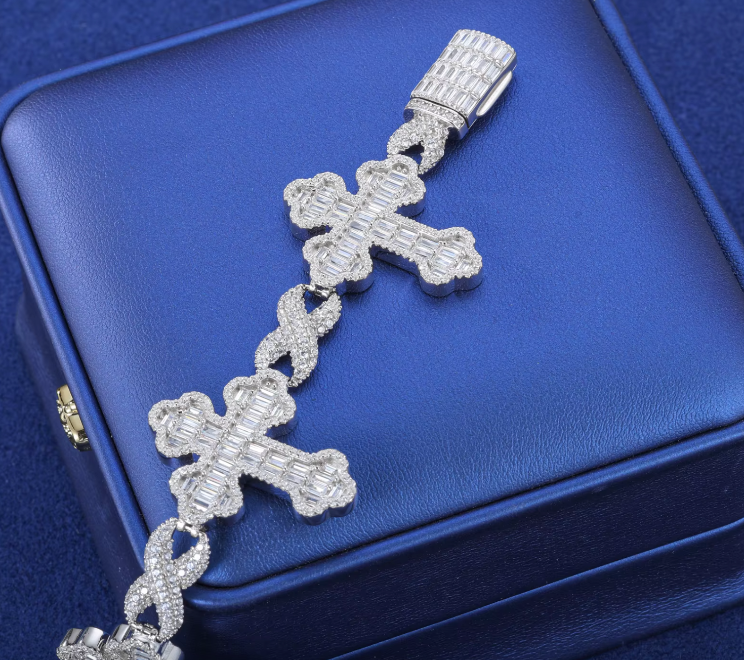 Infinity Baguette Cross Moissanite Bracelet