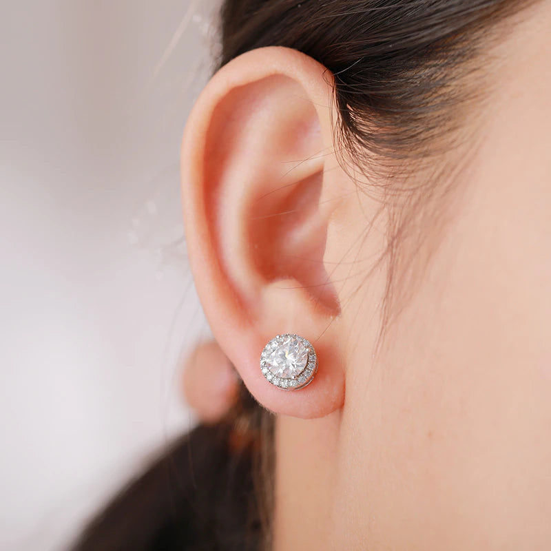 Iced Out Rock Dial Moissanite Studs